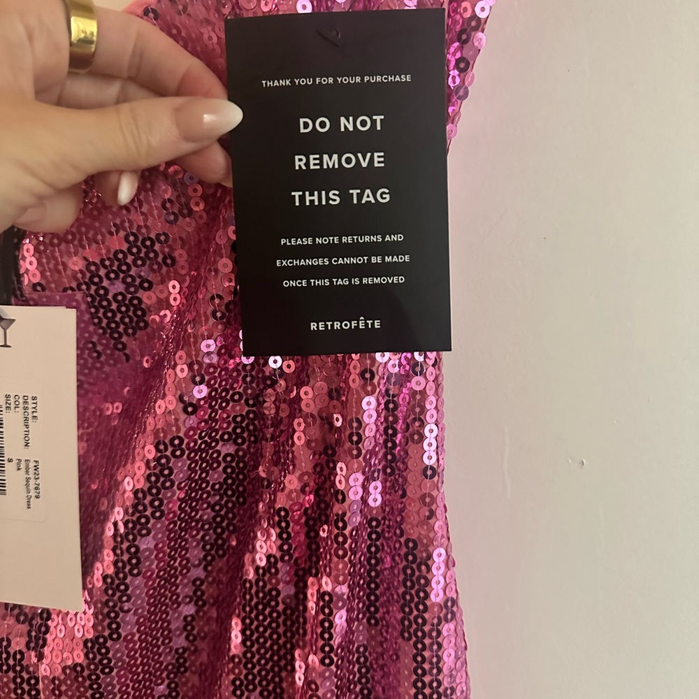Pink Sequin Strapless Gown - Picture 8 of 11